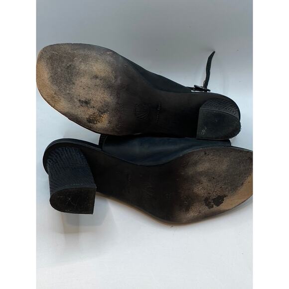 COCLICO Women's Black Leather Square Peep-Toe Heeled Sandals SZ 38.5(US8.5) - Picture 9 of 11